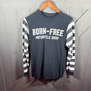 Born Free Motorcycle Show Black and White Striped Men's Thermal